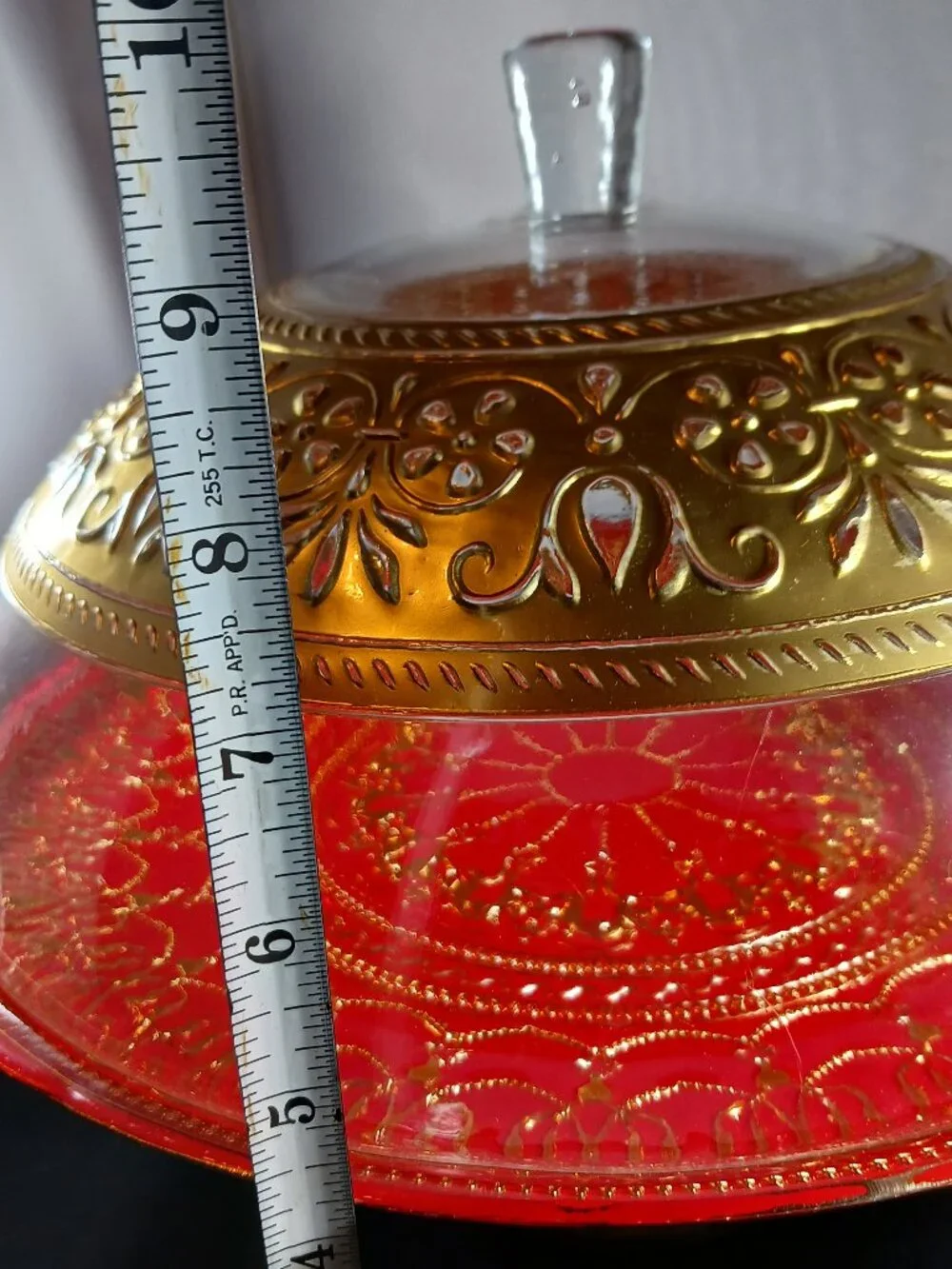 Vintage Gold Art Glass Turkish Cake Stand and Dome Glass